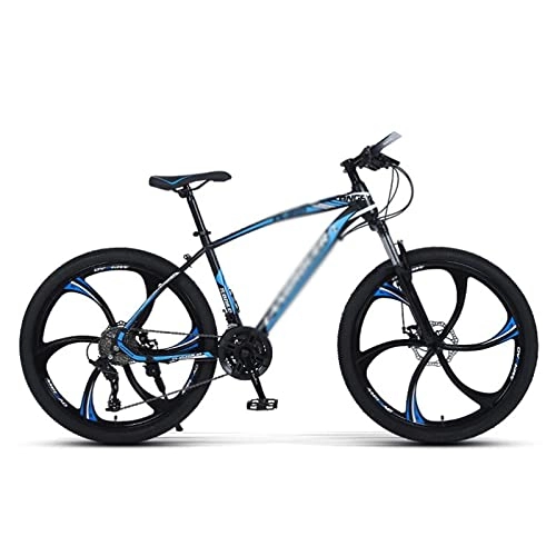 Mountain Bike : LZZB Mountain Bike Carbon Steel Frame 26 inch Wheels 21 / 24 / 27 Speed Shifter Dual Disc Brakes Front Suspension Bicycle for Adults Mens Womens / Blue / 21 Speed