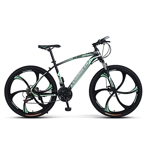 Mountain Bike : LZZB Mountain Bike Carbon Steel Frame 26 inch Wheels 21 / 24 / 27 Speed Shifter Dual Disc Brakes Front Suspension Bicycle for Adults Mens Womens / Green / 24 Speed