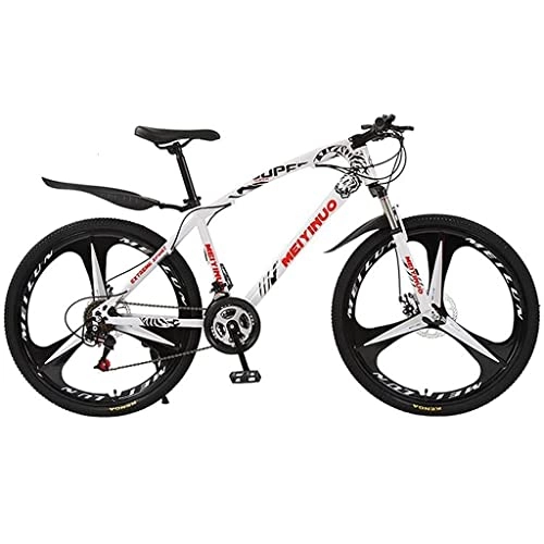 Mountain Bike : LZZB Mountain Bike MTB 26-Inch Wheels with Carbon Steel Frame 21 / 24 / 27-Speed with Double Disc Brake and Suspension Fork(Size:21 Speed, Color:Red) / White / 21 Speed