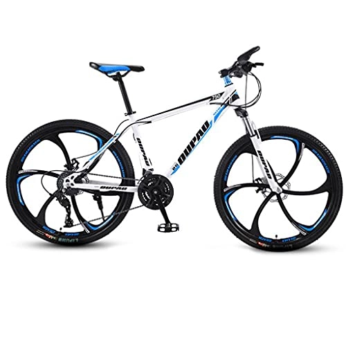 Mountain Bike : M-YN 24 / 26 Inch Mountain Bike Aluminum 21-Speed Rear Deraileur, Front And Rear Disc Brakes 6 Spoke Bicycle Outroad Bike(Size:26inch, Color:black+blue)