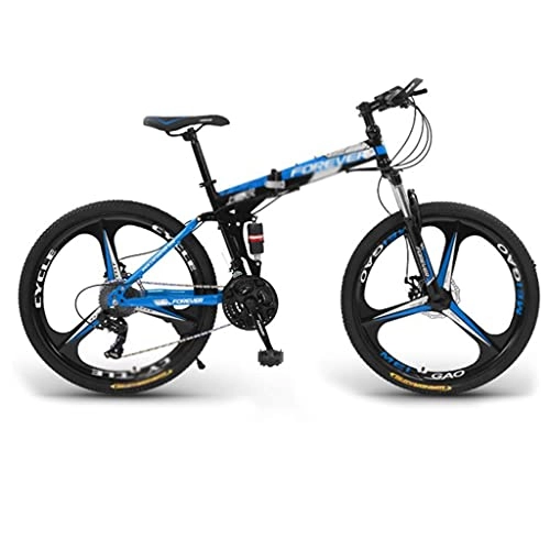 Mountain Bike : M-YN 26 Inch Dual-Suspension Mountain Bike 21 / 24 / 27 Speed MTB Bicycle Front And Rear Disc Brakes 3 Spoke For Men Bicycle(Size:21-speed, Color:blue)