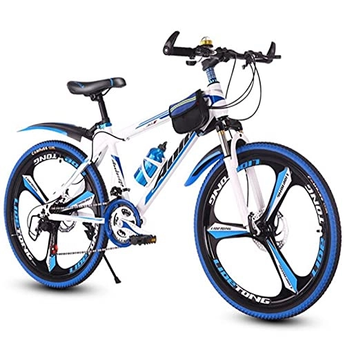 Mountain Bike : M-YN 26in Mountain Bike 21 / 24 Speed MTB Bicycle With Dual-Disc Brake Suspension Fork Urban Commuter City Bicycle(Size:21 Speed, Color:White+Blue)