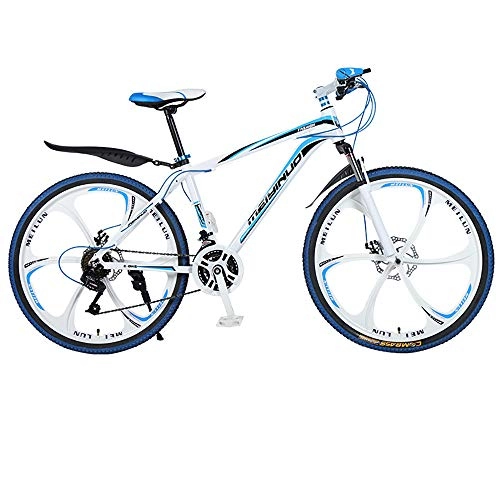 Mountain Bike : Men's And Women's Mountain Bikes, 26-Inch Dual-Disc Brakes Shock-Absorbing And Variable-Speed Integrated Wheels, Suitable for Adults And Students, Blue, 27 speed