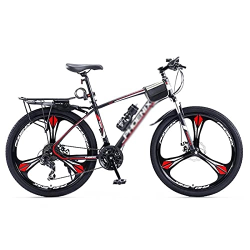 Mountain Bike : MENG 26 in Wheel Dual Disc Brake Mens Mountain Bike Carbon Steel Frame 24 Speed Outdoors Sport Cycling Road Bikes Exercise Bikes / Red / 27 Speed