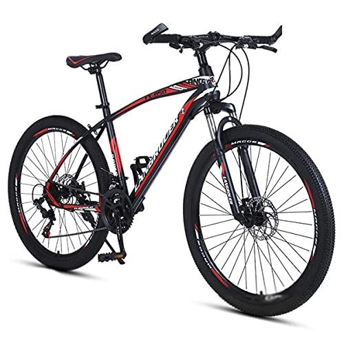 Mountain Bike : MENG Adult Mountain Bike 26 Inches Wheels 21 / 24 / 27 Speed Gear System Dual Suspension Unisex Mountain Bicycle for a Path, Trail &Amp; Mountains / Red / 21 Speed