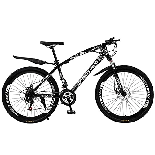 Mountain Bike : MENG Mountain Bikes 21 / 24 / 27 Speed Dual Disc Brake 26 Inches Spoke Wheels Bicycle Carbon Steel Frame with Suspension Fork(Size:24 Speed, Color:White) / Black / 27 Speed