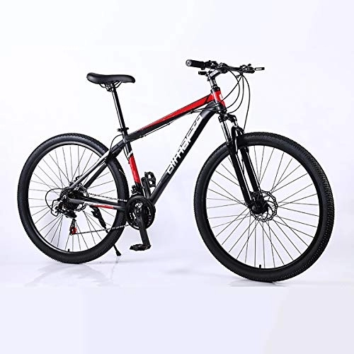 Mountain Bike : Mens mountain bike, Aluminum alloy double disc brake bicycle, 29-inch 21 / 24 / 27 speed mountain bike, black red, 27 speed
