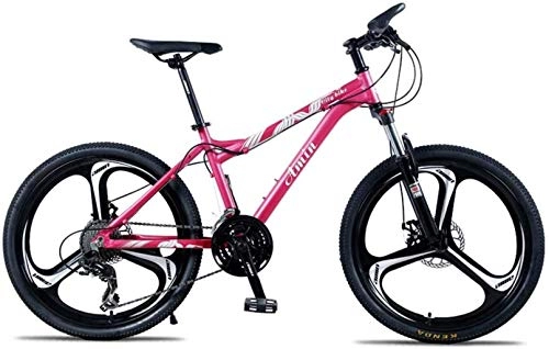Mountain Bike : MJY 24 inch 24-Speed Mountain Bike for Adult, Lightweight Aluminum Alloy Full Frame, Front Suspension Female Off-Road Adult Bicycle, Disc Brake 5-29, Pink 8