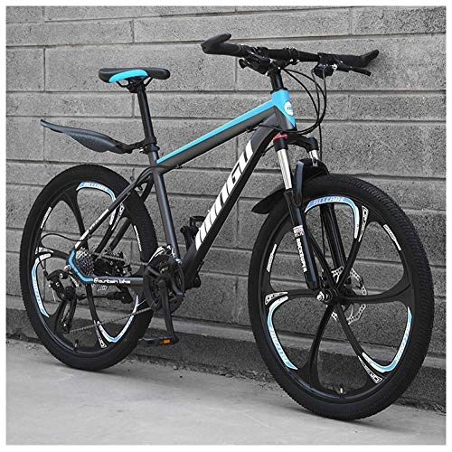 Mountain Bike : MJY 24 inch Mountain Bikes, Mens Women Carbon Steel Bicycle, 30-Speed Drivetrain All Terrain Mountain Bike with Dual Disc Brake, 21vitesses, Black 3 Spoke