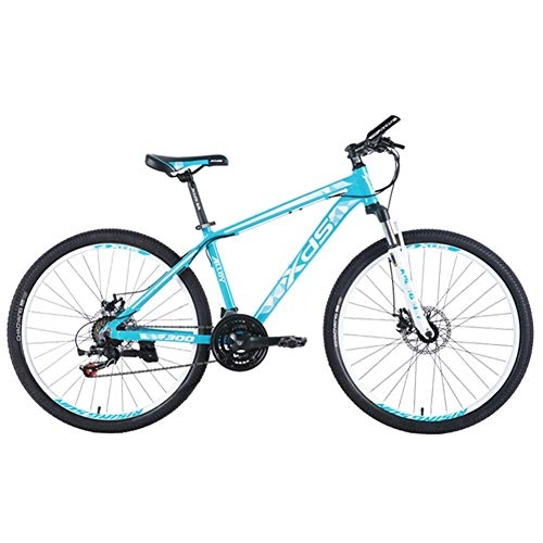 Mountain Bike : MJY 26 inch Mountain Bikes, Aluminum 21 Speed Mountain Bike with Dual Disc Brake, Adult Alpine Bicycle, Anti-Slip Bikes, Hardtail Mountain Bike, Blue, 17 Inches