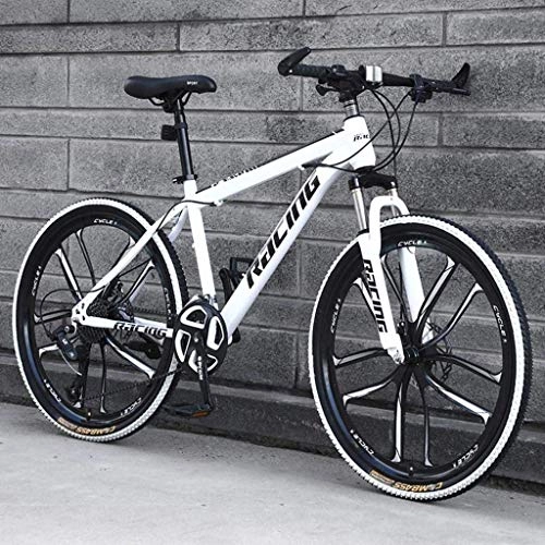 Mountain Bike : MJY 26 inch Mountain Bikes, Men's Dual Disc Brake Hardtail Mountain Bike, Bicycle Adjustable Seat, High-Carbon Steel Frame, 21 / 24 / 27 Speed 7-2, 21