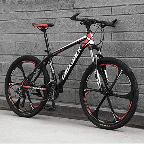 Mountain Bike : MJY 26" Mountain Bike for Adult, 21 / 24 / 27 / 30-Speed High-Carbon Steel Full Suspension Frame, Suspension Fork, Disc Brake Hardtail Mountain Bike 5-27, 21 Speeds