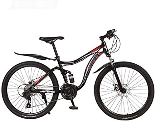 Mountain Bike : MJY Mountain Bike Bicycle, High Carbon Steel Frame MTB Bike Dual Suspension with Adjustable Seat, Double Disc Brake, 26 inch Wheels 5-27, 21 Speed