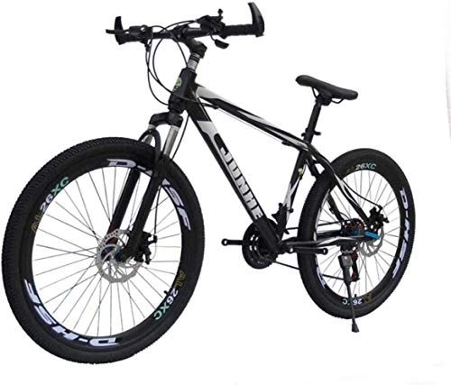 Mountain Bike : MJY Mountain Bike Student Bicycle Double Disc Brake Speed Change Mountain Bike Men and Women Adult Car-All Black-High Knife Wheel_26 inch 27 Speed 7-10