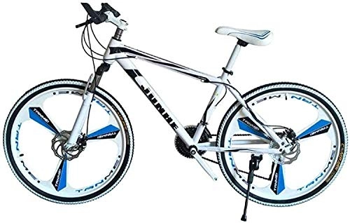 Mountain Bike : MJY Mountain Bike Student Bicycle Double Disc Brake Speed Change Mountain Bike Men and Women Adult Car-All White-Three Cutter Wheel_26 inch 21 Speed 7-10