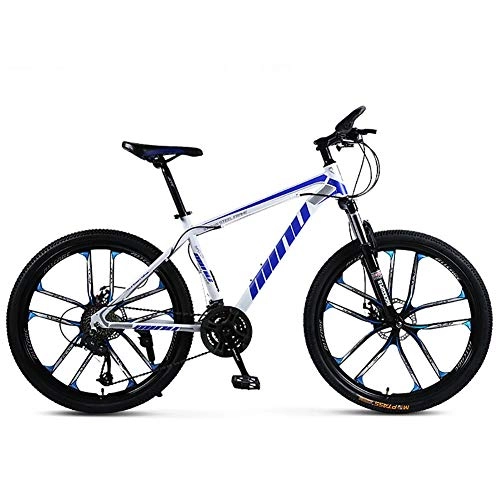 Mountain Bike : Mountain Bike 21 Speed, 26 Inch Wheels 21 / 24 / 27 / 30 Speed 4 Choices, Full Suspension Double Disc Brake Mountain Bike, Load 125Kg Lockable Fork Outroad Bicycles, Blue, 21 speed