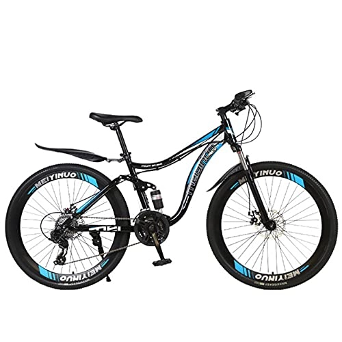 Mountain Bike : Mountain Bike，26 Inch 27 / 24 / 21 Speed Road Bicycle Carbon Steel Frame Double Shock-absorbing Cross-country Soft Tail Offroad Cycling Men Woman Racing Ride Black spoke wheel- 24spd