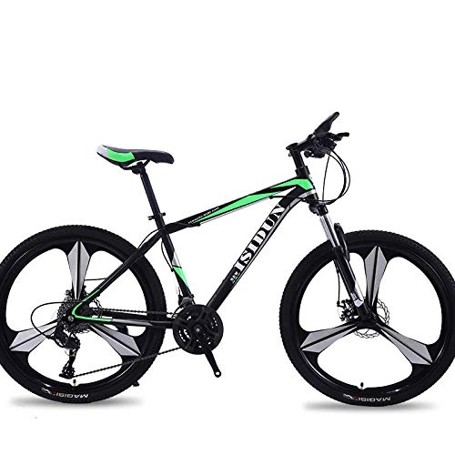 Mountain Bike : Mountain Bike 26 Inch Adult Speed Shift One Wheel Three Knife Double Disc Brakes Road Bicycle-Black Green_30speed