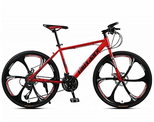 Mountain Bike : Mountain Bike 26 Inch Carbon Steel Bike Full Suspension Double Disc Brake 27 / 30 Speed Male And Female Adult Mountain Bike, Red, 27 speed