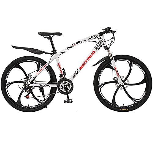 Mountain Bike : Mountain Bike 27-Speed 26-Inch Variety of Tires Optional Light Mountain Bike Double Disc Brake Shock Front Fork Is Suitable for Adults, Teenagers, White, D