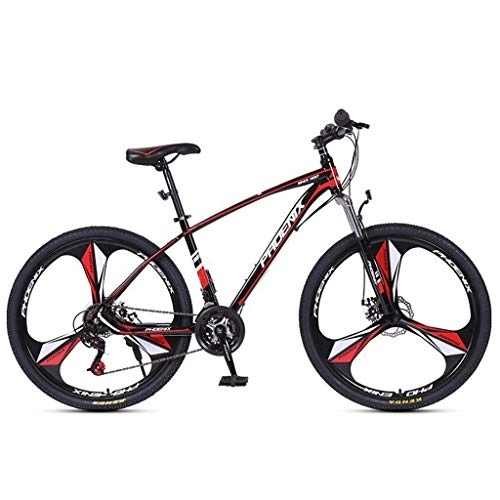 Mountain Bike : Mountain Bike / Bicycles, Carbon Steel Frame, Dual Disc Brake and Front Suspension and, 26inch / 27inch Spoke Wheels, 24 Speed (Color : Black+Red, Size : 27.5inch)