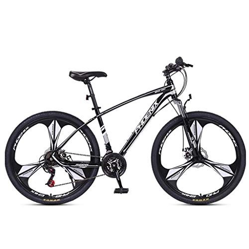 Mountain Bike : Mountain Bike / Bicycles, Carbon Steel Frame, Dual Disc Brake and Front Suspension and, 26inch / 27inch Spoke Wheels, 24 Speed (Color : Black+Silver, Size : 26inch)