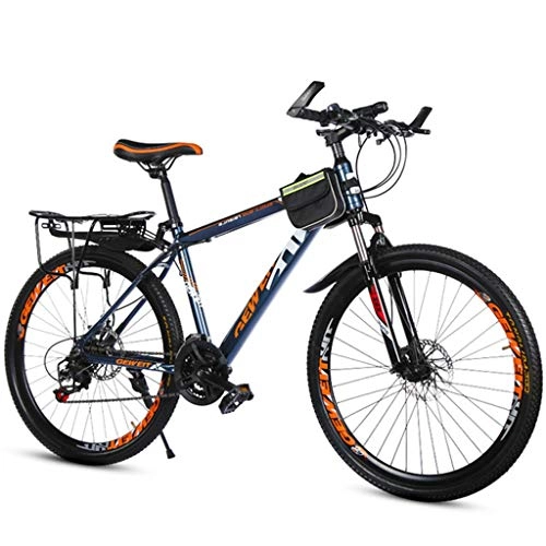 Mountain Bike : Mountain Bike Bike Bicycle Men's Bike Mountain Bike, 26inch Wheel Carbon Steel Frame Mountain Bicycles, Double Disc Brake and Front Fork Mountain Bike Mens Bicycle Alloy Frame Bicycle ( Color : Blue )