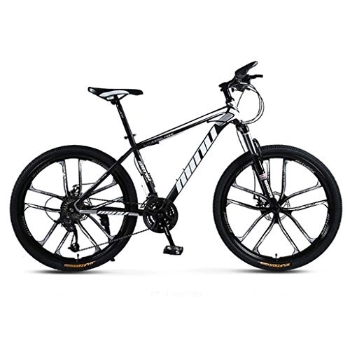Mountain Bike : Mountain Bike, Carbon Steel Frame Hardtail Bicycles, Double Disc Brake and Front Suspension, 26inch Wheel (Color : D, Size : 27-speed)