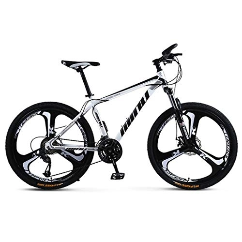 Mountain Bike : Mountain Bike, Carbon Steel Hardtail Mountain Bicycles, Dual Disc Brake and Lockout Front Fork, 26inch Wheel (Color : White, Size : 27-speed)