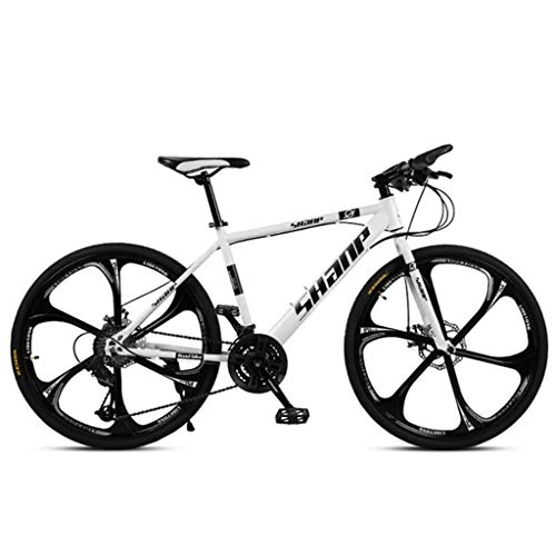 Mountain Bike : Mountain Bike, Hard-tail Mountain Bicycle, Dual Disc Brake and Front Suspension Fork, 26inch Mag Wheels (Color : White, Size : 21-speed)