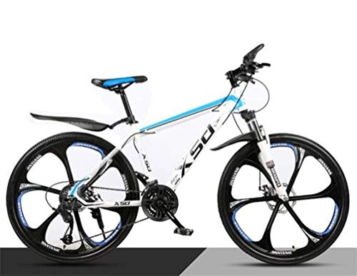 Mountain Bike : Mountain Bike High-Carbon Steel 26 Inches Spoke Wheel Dual Suspension, Mens MTB (Color : White blue, Size : 27 speed)