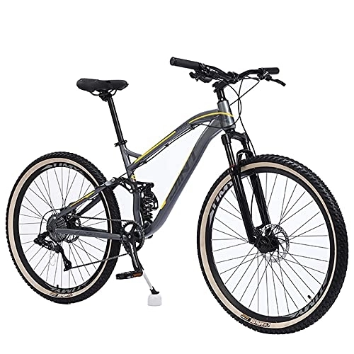 Mountain Bike : Mountain Bike in 27.5 Inches, Full Suspension Mens Mountain Bicycle, Mountain Trail Bike Dual Disc Brakes with High Carbon Steel, 9 / 10 / 11 / 12-Speed
