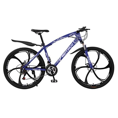 Mountain Bike : Mountain Bike, Mountain Bicycle, Dual Disc Brake and Front Suspension Fork, 26inch Wheels (Color : Blue, Size : 27-speed)