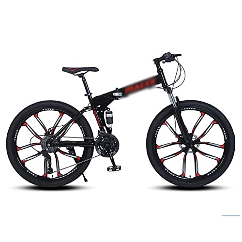 Mountain Bike : Mountain Bike With High Carbon Steel Frame 26 In Wheel With Double Disc Brake And Front Suspension Bicycles For Boys Girls Men And Wome(Size:27 Speed, Color:Red)