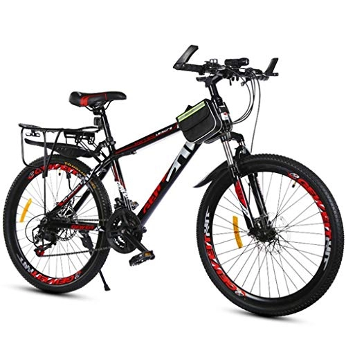 Mountain Bike : Mountain Bike Youth Adult Mens Womens Bicycle MTB Mountain Bike, 26inch Wheel Carbon Steel Frame Mountain Bicycles, Double Disc Brake And Front Fork Mountain Bike for Women Men Adults ( Color : Red )