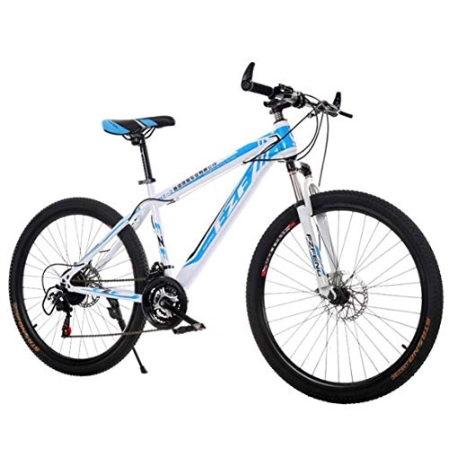 Mountain Bike : Mountain Bikes, Carbon Steel Frame Mountain Bicycles, Dual Disc Brake and Front Suspension Ravine Bike (Color : White, Size : 26 inch)