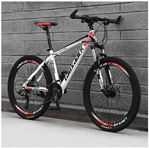 Mountain Bike : MOZUSA Outdoor sports Mountain Bike 24 Speed 26 Inch Double Disc Brake Front Suspension HighCarbon Steel Bikes, White