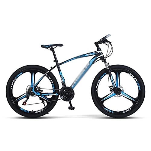Mountain Bike : MQJ 21 / 24 / 27 Speed Front Suspension Mountain Bicycle 26 in Daul Disc Brake Mens Bikes High-Carbon Steel Frame for a Path, Trail &Amp; Mountains / Blue / 24 Speed