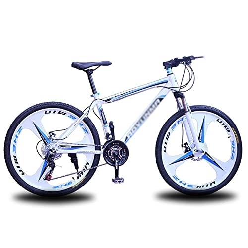 Mountain Bike : MQJ 21 / 24 / 27 Speed Mountain Bike Steel Frame 26 Inches Wheels Dual Disc Brake Bike Suitable for Men and Women Cycling Enthusiasts / Blue / 21 Speed