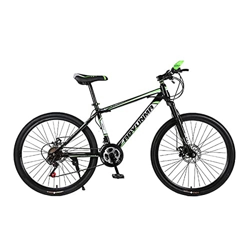 Mountain Bike : MQJ 21-Speed Mountain Bike with 26 inch Wheels for Adults Mens Womens Carbon Steel Frame with Suspension Fork and Mechanical Double Disc Brake / Green