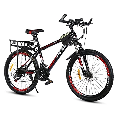 Mountain Bike : MQJ 24 26-Inch Outroad Mountain Bike 24 Speed Double Disc Brake Bicycle Suspension Fork Rear Anti-Slip Bike for Adult or Teens, A~24 inch, 24 Speed