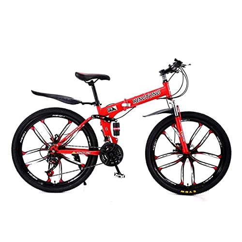 Mountain Bike : MQJ 26 in Wheel Dual Suspension Carbon Steel Frame Mountain Bike 21 Speed for Men Woman Adult and Teens / Red