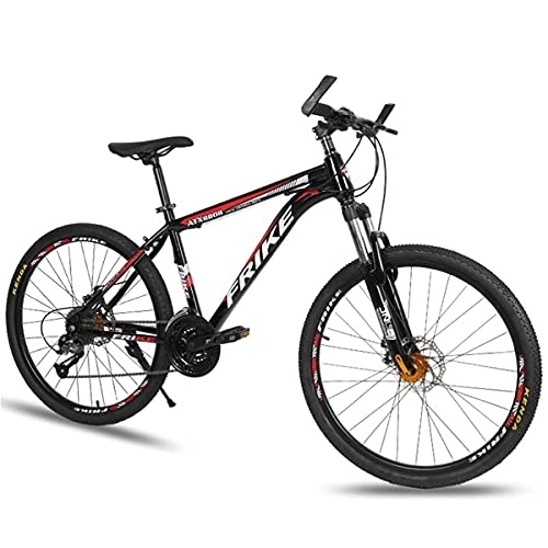Mountain Bike : MQJ 26 inch Adult Mountain Bike Aluminum Alloy Frame Bicycle Full Suspension Mountain Bicycle with Dual Disc Brakes for Men Woman Adult and Teens / Red / 21 Speed