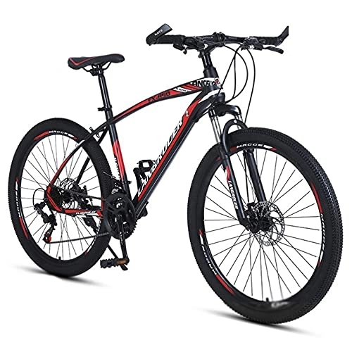 Mountain Bike : MQJ 26 inch Mountain Bike 21 Speed High-Tensile Carbon Steel Frame MTB with Dual Disc Brake Suitable for Men and Women Cycling Enthusiasts / Red / 27 Speed