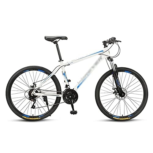 Mountain Bike : MQJ 26 inch Mountain Bike 3 Spoke Wheels 24 / 27-Speed Shift Carbon Steel Frame Mountain Bicycle with Dual Disc Brakes for Boys Girls Men and Wome / Blue / 24 Speed