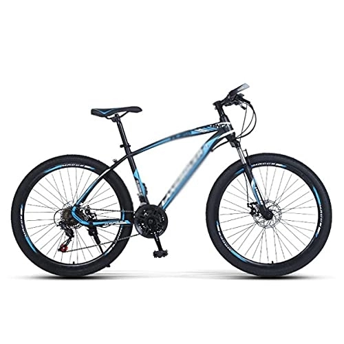 Mountain Bike : MQJ 26 inch Mountain Bike Carbon Steel Frame 21 / 24 / 27-Speed Dual Disc with Lock-Out Suspension Fork Suitable for Men and Women Cycling Enthusiasts / Blue / 24 Speed