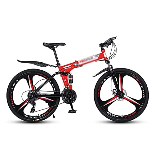 Mountain Bike : MQJ 26 inch Mountain Bike High-Tensile Carbon Steel Frame 21 / 24 / 27 Speed with Dual Disc Brake Dual Suspension Fork for Adults Mens Womens / Red / 24 Speed