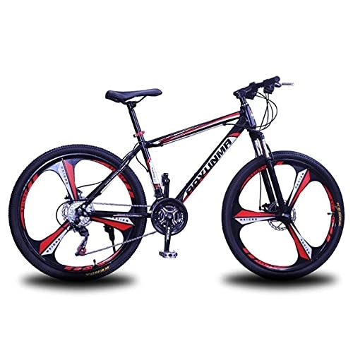 Mountain Bike : MQJ 26 inch Mountain Bike with Carbon Steel Frame 21 / 24 / 27 Speeds with Front Suspension and Dual Disc Brake for Boys Girls Men and Wome / Red / 27 Speed