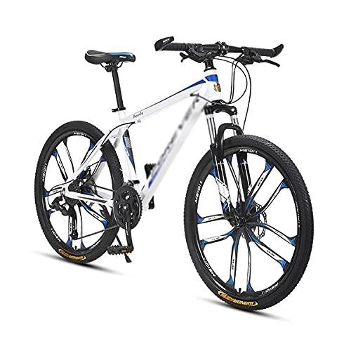 Mountain Bike : MQJ Adult Mountain Bike, 26 inch Wheels, Mountain Trail Bike High Carbon Steel Outroad Bicycles, 24 / 27-Speed Bicycle Dual Disc Brakes MTB ​​for a Path, Trail &Amp; Mountains / Blue / 27 Speed