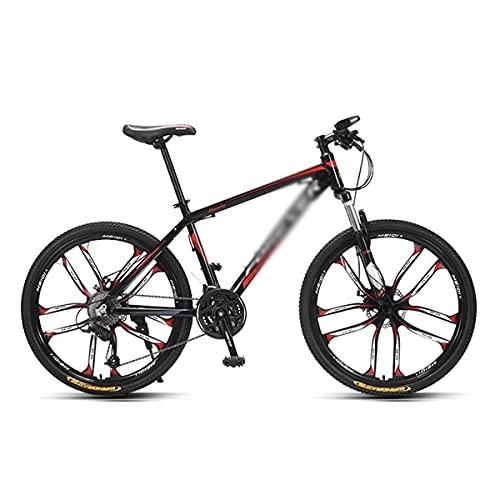 Mountain Bike : MQJ Adult Mountain Bike Carbon Steel Frame Bicycle 26 inch Wheel Dual Disc Brakes 24 / 27-Speed Gears System Men MTB Bicycle / Red / 27 Speed